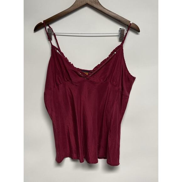 Y2K 100% Silk Babydoll Camisole Tank Top Sz 16 Sequin Fairy Grunge Whimsigoth - Picture 3 of 9